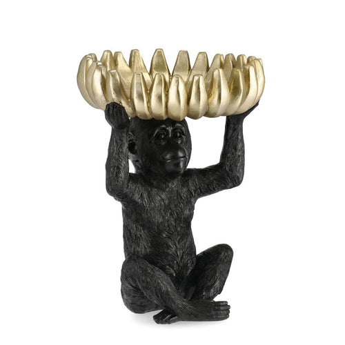 Statua decorativa da ingresso Scimmia nera in poliresina portachiavi h 33 cm