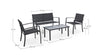 Salottino Peder con tavolino, poltroncine e divanetto, struttura in acciaio, per esterno