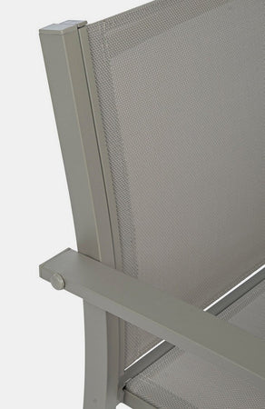 Salottino "Auri" con sedie e tavolino, per esterno, struttura in acciaio, piano in vetro