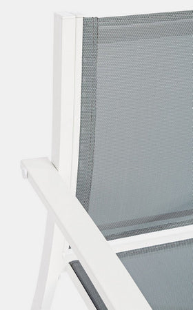 Salottino "Auri" con sedie e tavolino, per esterno, struttura in acciaio, piano in vetro