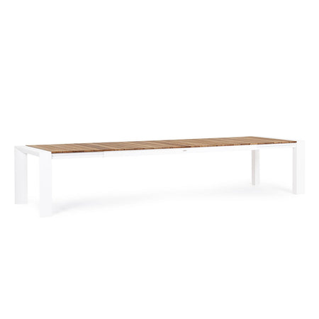 Tavolo allungabile "Cameron" con struttura in alluminio, piano in teak, stile moderno