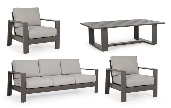 Salotto con poltrone e tavolino "Baltic" struttura in alluminio per veranda e giardino