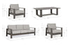 Salotto con poltrone e tavolino Baltic struttura in alluminio per veranda e giardino