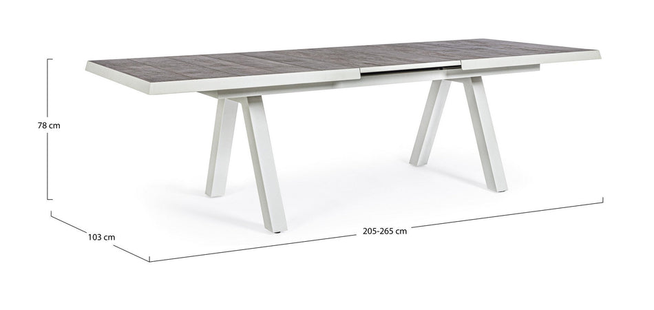 Tavolo allungabile "Krion" con struttura in alluminio, piano in ceramica, da 205 - 265 x 103 cm