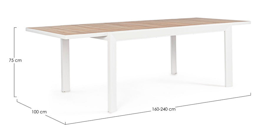 Tavolo allungabile "Belmar" in alluminio effetto legno per esterno