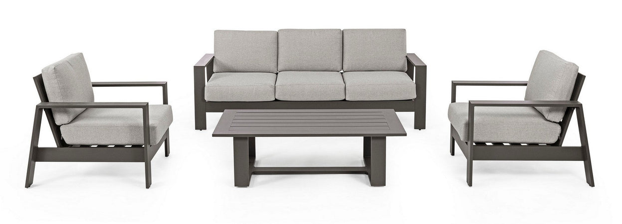 Salotto con poltrone e tavolino "Baltic" struttura in alluminio per veranda e giardino