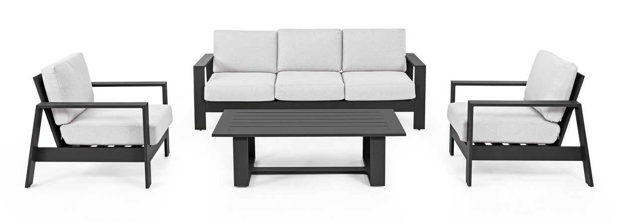 Salotto con poltrone e tavolino "Baltic" struttura in alluminio per veranda e giardino