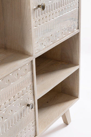 Credenza "Indira" con struttura in legno di mango, schienale in mdf, decorazioni fatte a mano