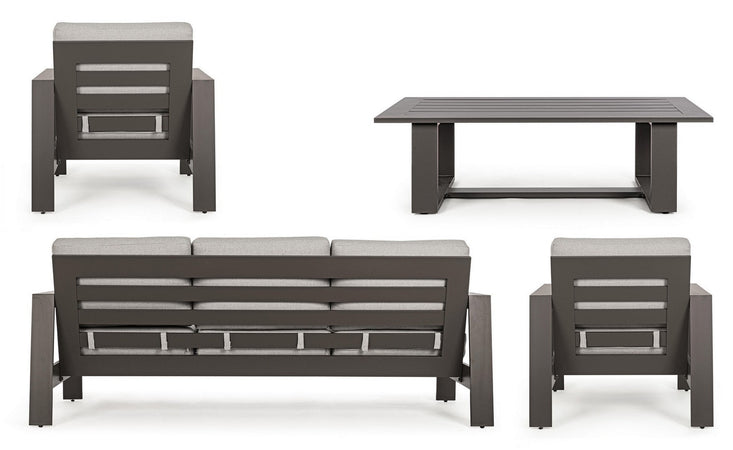 Salotto con poltrone e tavolino "Baltic" struttura in alluminio per veranda e giardino