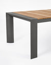 Tavolo allungabile Cameron con struttura in alluminio, piano in teak, stile moderno