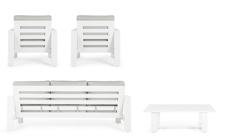 Salotto con poltrone e tavolino "Baltic" struttura in alluminio per veranda e giardino