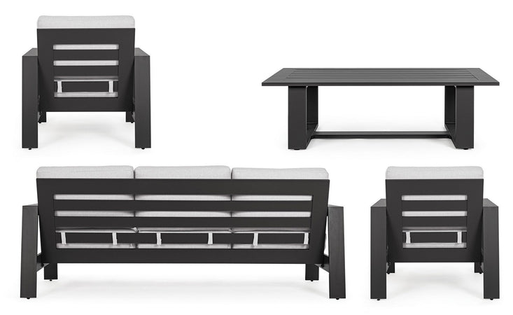 Salotto con poltrone e tavolino "Baltic" struttura in alluminio per veranda e giardino