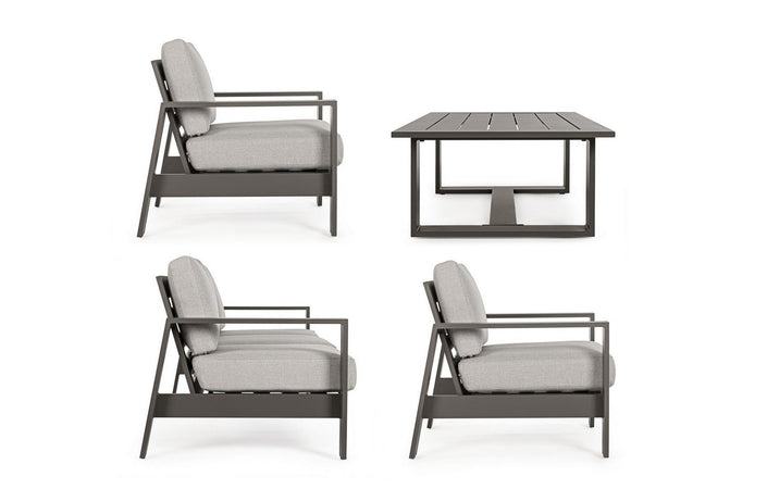 Salotto con poltrone e tavolino "Baltic" struttura in alluminio per veranda e giardino