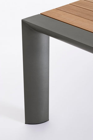 Tavolo allungabile "Cameron" con struttura in alluminio, piano in teak, stile moderno