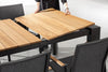 Tavolo allungabile Cameron con struttura in alluminio, piano in teak, stile moderno