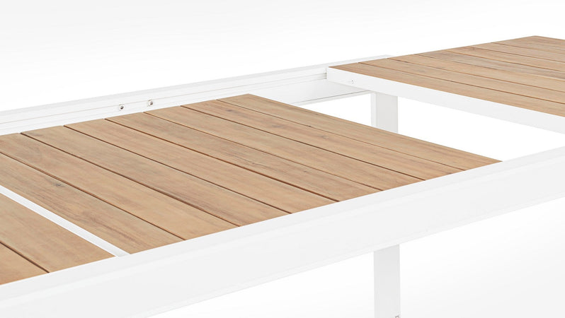 Tavolo allungabile "Belmar" in alluminio effetto legno per esterno