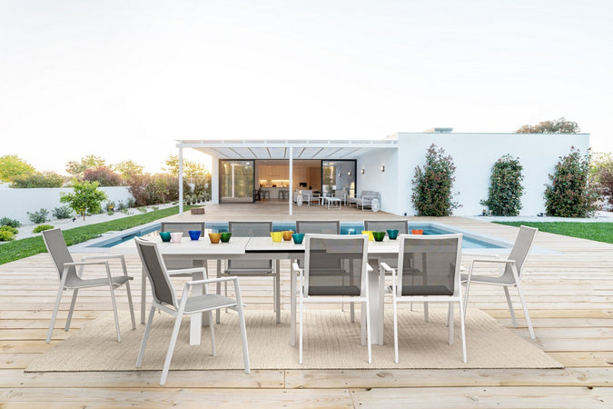 Tavolo allungabile "Krion" con struttura in alluminio, piano in ceramica, da 205 - 265 x 103 cm