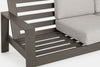 Salotto con poltrone e tavolino Baltic struttura in alluminio per veranda e giardino