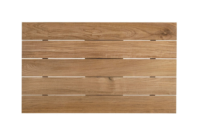 Tavolo allungabile "Cameron" con struttura in alluminio, piano in teak, stile moderno