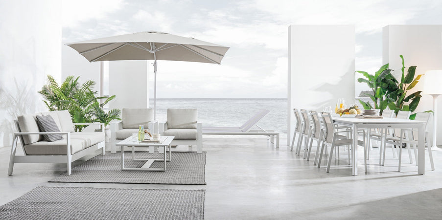 Salotto con poltrone e tavolino "Baltic" struttura in alluminio per veranda e giardino
