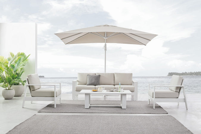 Salotto con poltrone e tavolino "Baltic" struttura in alluminio per veranda e giardino