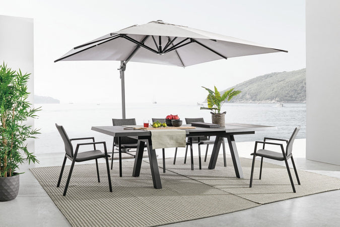 Tavolo allungabile "Krion" con struttura in alluminio, piano in ceramica, da 205 - 265 x 103 cm