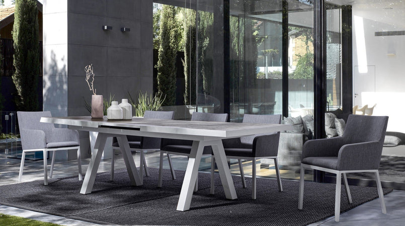 Tavolo allungabile "Krion" con struttura in alluminio, piano in ceramica, da 205 - 265 x 103 cm