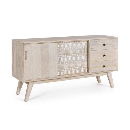 Credenza "Indira" con struttura in legno di mango, schienale in mdf, decorazioni fatte a mano