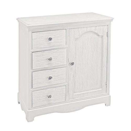 Credenza Blanc con struttura in MDF, finitura bianca opaca, effetto decapato, stile classico