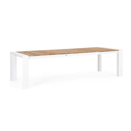 Tavolo allungabile "Cameron" con struttura in alluminio, piano in teak, stile moderno