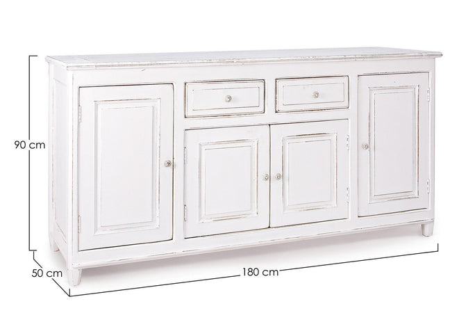Credenza "Colette" in legno di mango massiccio, con schienali e laterali in mdf, stile rustico