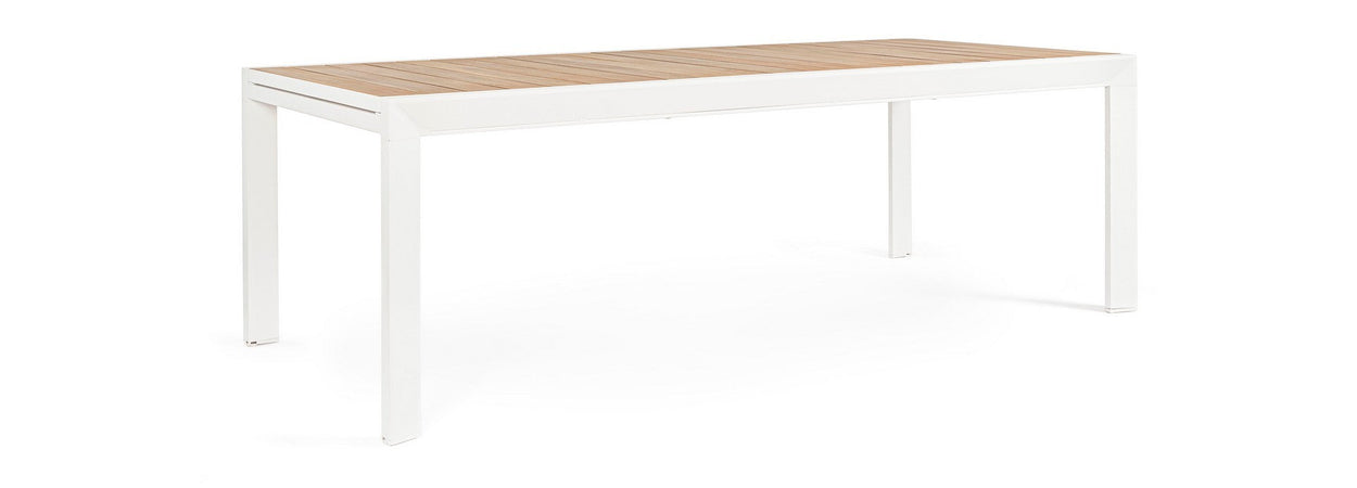 Tavolo allungabile "Belmar" in alluminio effetto legno per esterno