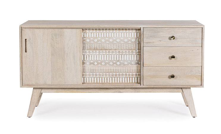 Credenza "Indira" con struttura in legno di mango, schienale in mdf, decorazioni fatte a mano