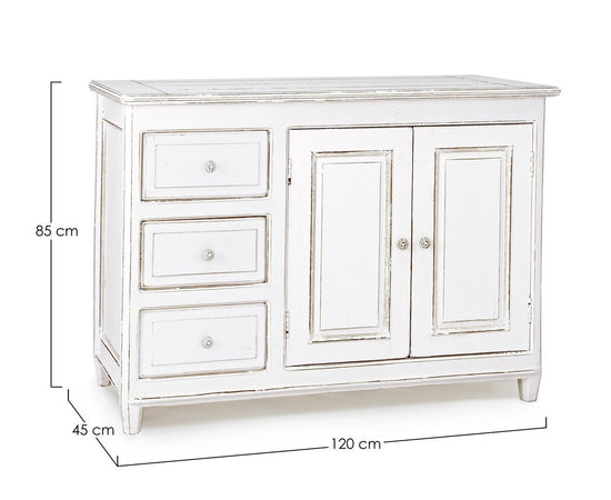 Credenza "Colette" in legno di mango massiccio, con schienali e laterali in mdf, stile rustico