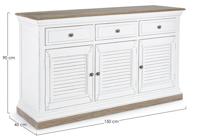 Credenza "Lincoln" in legno di mango, con schienali e laterali in mdf, finitura vernice a base d'acqua, stile rustico