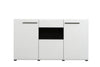 Credenza Juliette, color bianco, con struttura in truciolare rivestito, mobile in kit