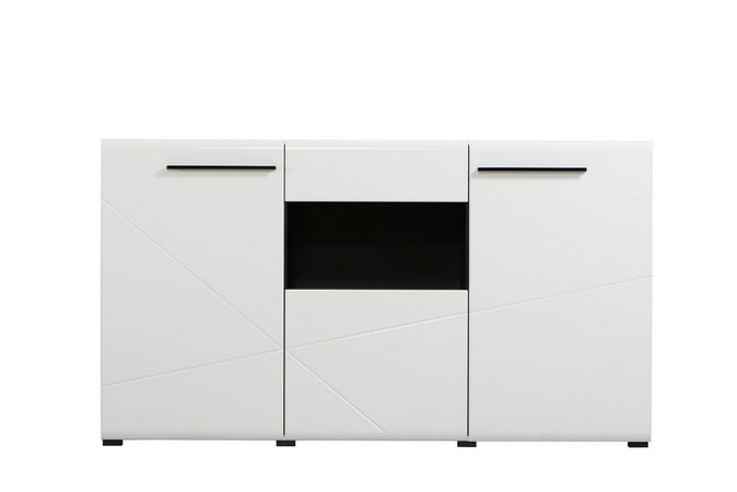 Credenza "Juliette", color bianco, con struttura in truciolare rivestito, mobile in kit