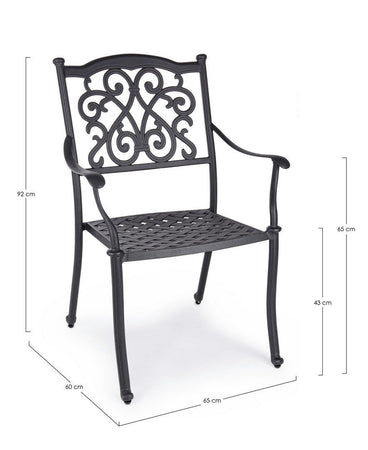 Poltrona con braccioli "Ivrea", in alluminio pressofuso effetto lucido, da 65 cm