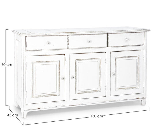 Credenza "Colette" in legno di mango massiccio, con schienali e laterali in mdf, stile rustico