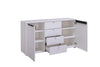 Credenza Zurich, con 2 ante e 4 cassetti, color bianco opaco, con struttura in truciolare rivestito, mobile in kit