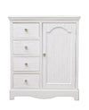 Credenza Blanc con struttura in MDF, finitura bianca opaca, effetto decapato, stile classico