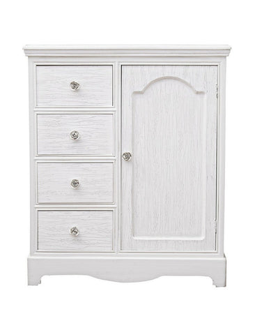 Credenza "Blanc" con struttura in MDF, finitura bianca opaca, effetto decapato, stile classico