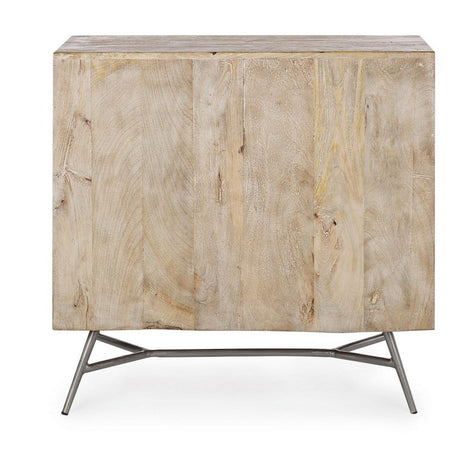 Credenza "Leiston" 1 anta e 3 cassetti, con struttura in legno di mango, stile industriale