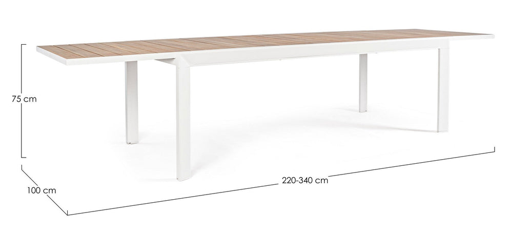Tavolo allungabile "Belmar" in alluminio effetto legno per esterno