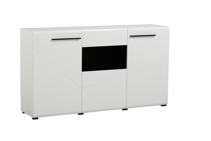 Credenza "Juliette", color bianco, con struttura in truciolare rivestito, mobile in kit