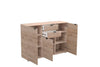 Credenza Swiss, con 3 ante e 2 cassetti, color rovere, con struttura in truciolare rivestito, mobile in kit