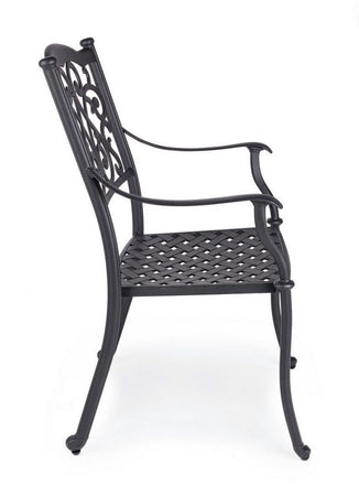 Poltrona con braccioli "Ivrea", in alluminio pressofuso effetto lucido, da 65 cm