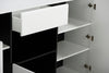 Credenza Juliette, color bianco, con struttura in truciolare rivestito, mobile in kit
