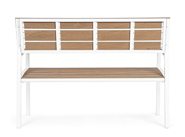 Panca da giardino "Isak" in acciaio e Poly wood, panchina per giardino e veranda verniciata a polvere