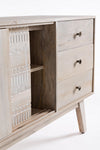 Credenza Indira con struttura in legno di mango, schienale in mdf, decorazioni fatte a mano